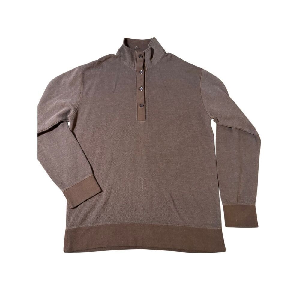 Weekendz off Henley long sleeve brown pullover sweater L